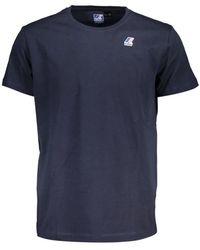 K-Way - T-shirt in cotone blu con stampa logo - Lyst