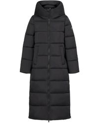 Ecoalf - Jassen ,Zwart ,Polyester Gerecyclede Polyester Lange Jas Met Rits - Lyst