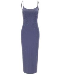 MC2 Saint Barth - Kleedjes ,Blauw ,Evy Midi Jurk - Lyst