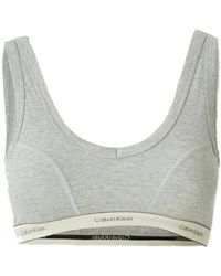 Calvin Klein - Ondergoed ,Grijs ,Katoen Licht Gevoerd Driehoek Bh-Set - Lyst