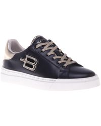 Baldinini - Sneaker in black and gold calfskin - Lyst