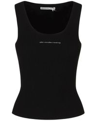 Alexander Wang - Tops ,Zwart ,Racer Tank W/ Jacquard Logo - Lyst