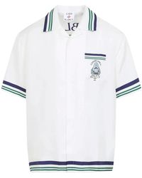 CASABLANCA - Overhemden ,Wit ,Hotel Emblem Korte Mouw Zijde Blouse - Lyst