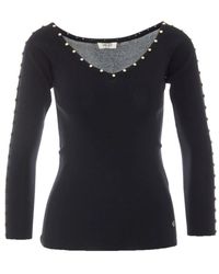 Liu Jo - Truien & Vesten ,Zwart ,Wf 6228 V-Neck Truien - Lyst