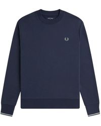 Fred Perry - Hoodies & Sweatvesten ,Blauw ,Katoen Klassieke Katoenen Sweatshirt Met Laurierborduursel - Lyst