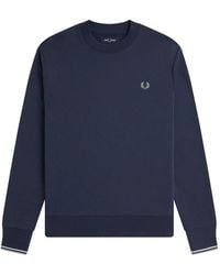 Fred Perry - Hoodies & Sweatvesten ,Blauw ,Katoen Klassieke Katoenen Sweatshirt Met Laurierborduursel - Lyst