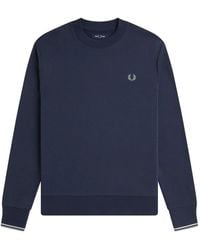 Fred Perry - Hoodies & Sweatvesten ,Blauw ,Katoen Klassieke Katoenen Sweatshirt Met Laurierborduursel - Lyst