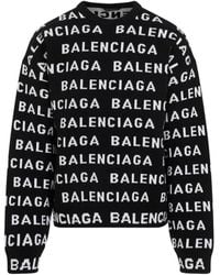 Balenciaga - All-Over Logo Sweater – - Lyst