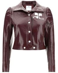 Courreges - Katoenen Jas Met Leder-Effect Ontwerp - Lyst