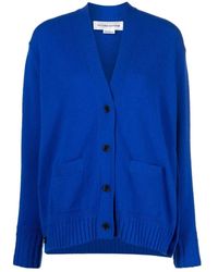 Victoria Beckham - Blauer woll-cardigan pullover - Lyst