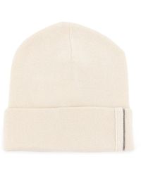 Brunello Cucinelli - Accessoires ,Wit ,Kasjmier Cashmere Muts Met Monili - Lyst