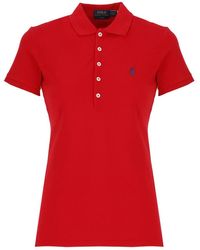 Ralph Lauren - Polo de algodón rojo con bordado iconico del pony - Lyst