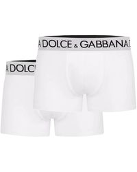 Dolce & Gabbana - Ondergoed ,Wit ,Katoen Boxershorts Met Contrasterend Logo - Lyst