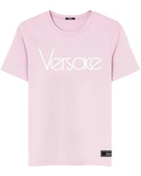 Versace - Katoenen T-Shirt Met Logoprint - Lyst