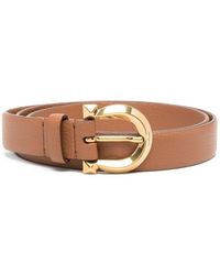 Ferragamo - Cinturón de cuero marrón con detalles dorados - Lyst