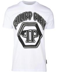 Philipp Plein - Tops ,Wit ,Katoen Katoenen T-Shirt Met Uniek Ontwerp - Lyst