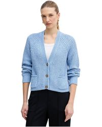 Ouí - Truien & Vesten ,Blauw ,Katoen Button Pocket Cardigan - Lyst
