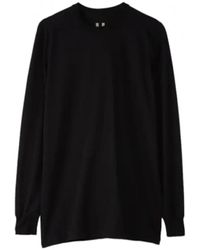 Rick Owens - Langarmiges schwarzes baumwoll-t-shirt mit architektonischer silhouette - Lyst