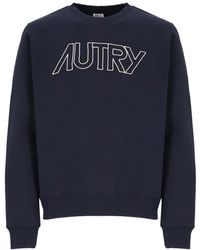 Autry - Blauer baumwollpullover mit logo - Lyst