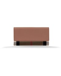 Burberry - Accessoires ,Veelkleurig ,Leer Check Continental Wallet - Lyst