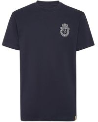 Billionaire - Tops ,Blauw ,Katoen T-Shirt Met Ronde Hals En Geborduurd Embleem - Lyst