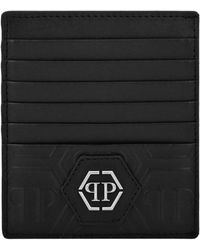 Philipp Plein - Accessoires ,Zwart ,Leer Leren Creditcardhouder Monogram - Lyst