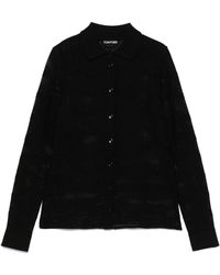Tom Ford - Truien & Vesten ,Zwart ,Zwart Button-Up Klassiek Collar Vest - Lyst