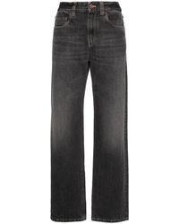 Brunello Cucinelli - Jeans in denim grigio loose-fit con dettaglio monile - Lyst