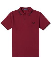 Fred Perry - Slim fit twin spipps polo tawny port & - Lyst