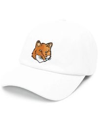 Maison Kitsuné - Große fox head baseballkappe weiß - Lyst