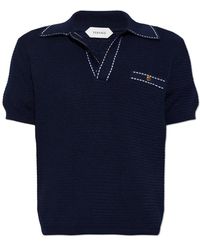 Versace - Truien & Vesten ,Blauw ,Katoen Polo Shirt Met Zak - Lyst