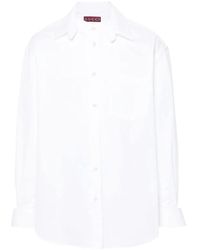 Gucci - Overhemden ,Wit ,Katoen Katoenen Poplin Overhemd Met -Detail - Lyst