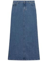 Halfboy - Denim Maxi Rok Met Laserbehandeling - Lyst