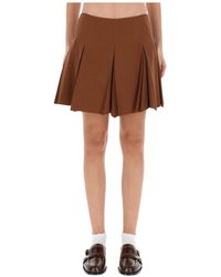 Marni - Rokken ,Bruin ,Wol Geplooide A-Lijn Mini Rok - Lyst