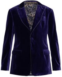 Etro - Jassen ,Paars ,Katoen Single-Breasted Blazer Met Contrasterende Voering - Lyst