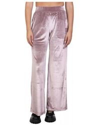 EA7 - Athletic Velour Wide-Leg Broeken - Lyst