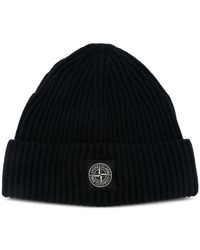 Stone Island - Mütze Aus Rws-Wolle Mit Vollrippstrick - Lyst