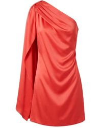Stella McCartney - Kleedjes ,Rood ,Satijn Jurk Met Één Schouder En Gedrapeerd Satijn - Lyst