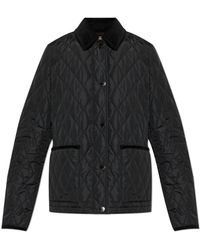 Burberry - Jassen ,Zwart ,Katoen Gevoerde Gewatteerde Jas - Lyst