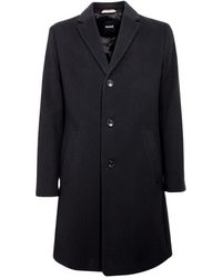 BOSS - Cappotto formale slim fit in lana - Lyst
