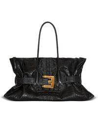 Balmain - Xl-Tasche Anthem Aus Kalbsleder Mit Kroko-Prägung - Lyst