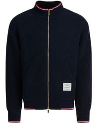 Thom Browne - Blauwe Sweatshirt Met Tricolor Inzetstukken - Lyst