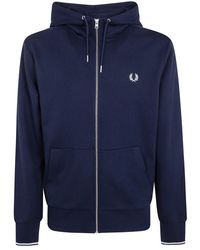 Fred Perry - Hoodies & Sweatvesten ,Blauw ,Hooded Zip Through Sweatshirt - Lyst