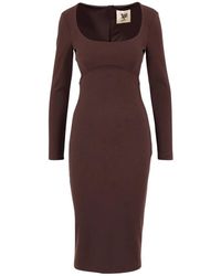 Aniye By - Kleedjes ,Bruin ,Spandex Midi Jurk Met Uitsnijding Bij De Taille - Lyst