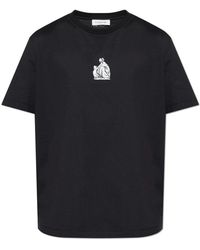 Lanvin - Tops ,Zwart ,Katoen T-Shirt Met Print - Lyst