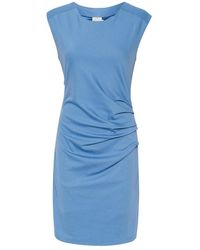 Kaffe - Kleedjes ,Blauw ,Ronde Hals Jurk Quiet Harbor Gedrapeerd - Lyst