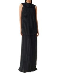 Fabiana Filippi - Kleedjes ,Zwart ,Polyester Lange Geplooide Jurk - Lyst