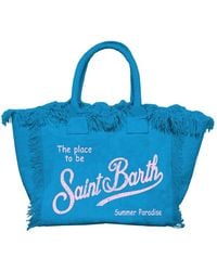 Mc2 Saint Barth - Blaue colette canvas handtasche mit fransen - Lyst