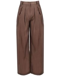 SOLOTRE - Broeken ,Bruin ,Polyester Pantalone Abu - Lyst
