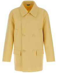 Fendi - Jassen ,Geel ,Wol Wollen Caban Jas - Lyst